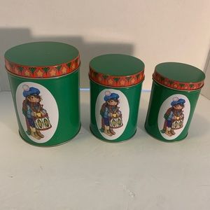 Set Of 3 Nested Double Sided Drummer Boy Holiday Tin Canisters